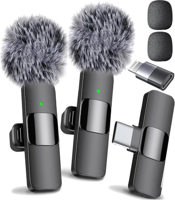 Mini Mic Pro with USB-C receiver and Lightning adapter